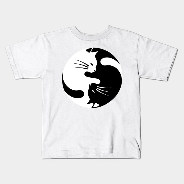 Yin Yan Cat Kids T-Shirt by nemram